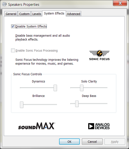 analog devices soundmax windows 10